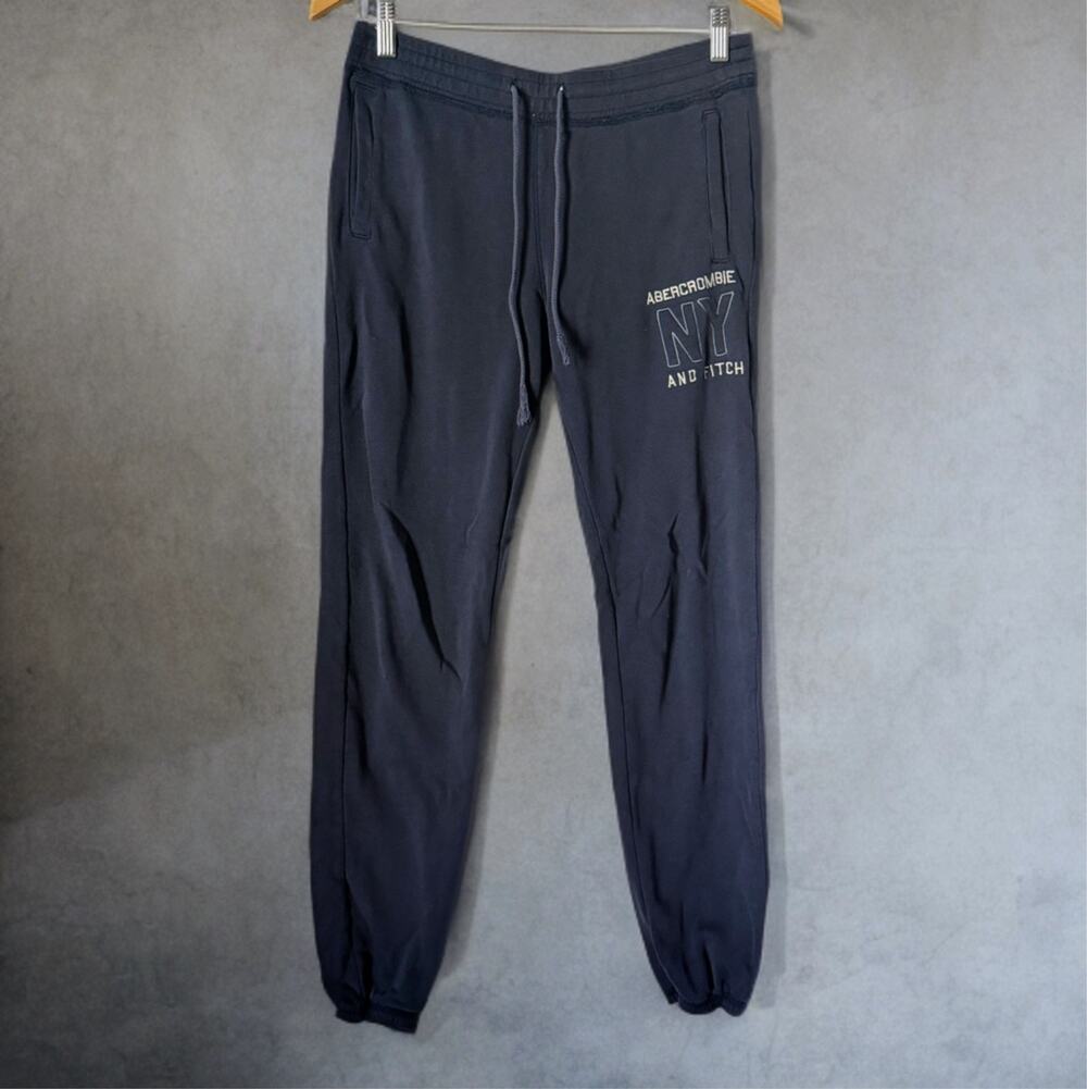 Vintage Y2K Abercrombie & Fitch NY Sweatpants Womens S Navy Joggers Embroidered